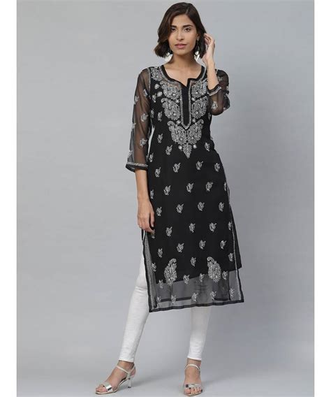 black chikan|Black Chikankari Kurta